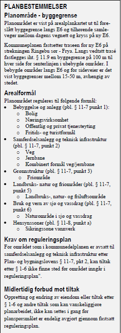 6 Vedlegg 1: Planbestemmelser og