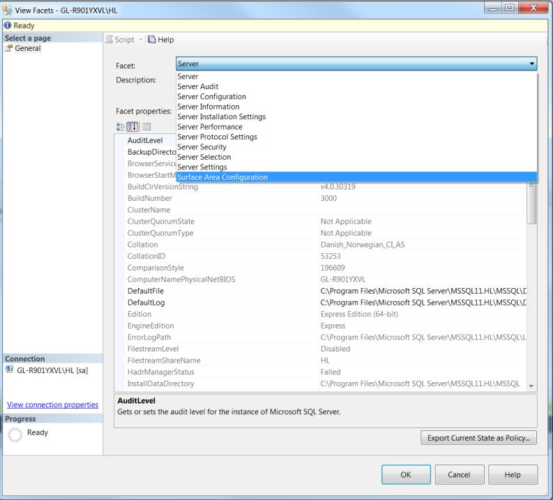XPCmdShellEnabled være satt til True inne i SQL Manager.