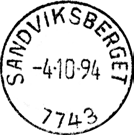 1892 SANDVIKSBERGET Innsendt 26.09.1927 Registrert brukt fra 14.12.1979 VG til 07.04.