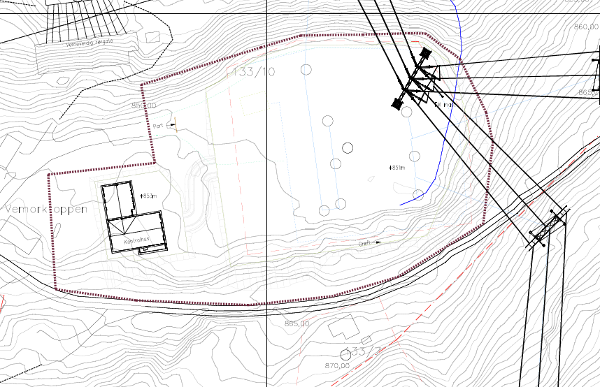 Mars 2012 Konsesjonssøknad. Ny Vemorktoppen koplingsstasjon På grunn av ny apparatkonfigurasjon søkes det å utvide tomten. Total areal etter utvidelsen vil være ca. 13 daa.