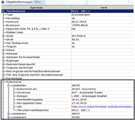 Hvordan vises et kulturminne i matrikkelen?