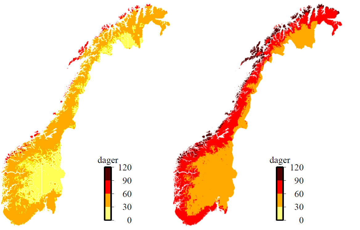 Vekstsesongen blir lengre fra 1971-2000 til