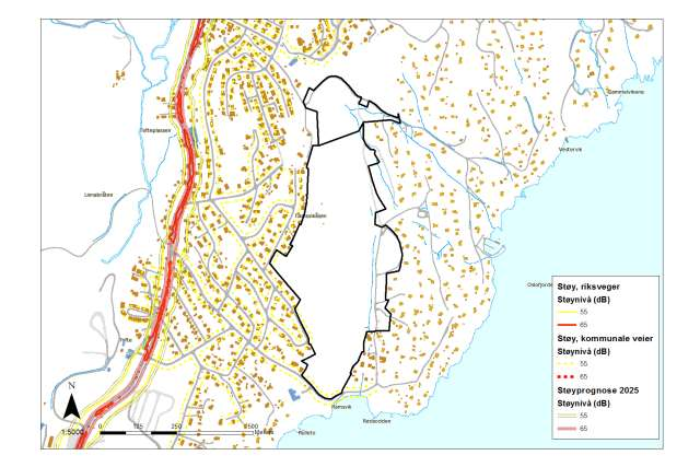 3.2 Miljøtema: Støy Beskrivelse: Områdets randsone vil være støyutsatt fra lokalveier.