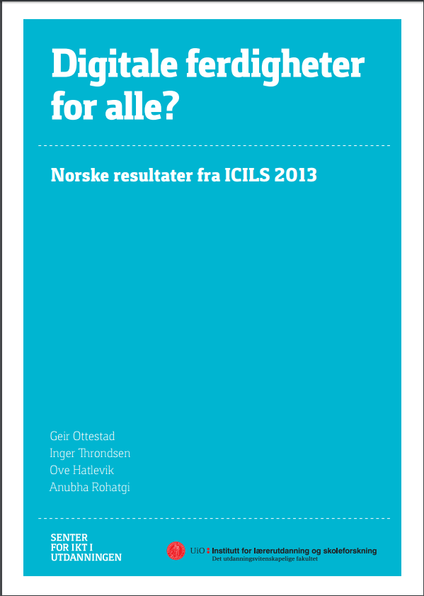 Forskningsresultater Elever (ICILS 2013) Norske elever presterer godt over det internasjonale gjennomsnittet på den digitale prøven Norge befinner seg blant de høyt presterende landene i