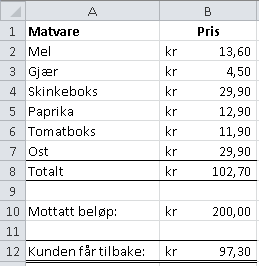 Oppgave 215 Se verktøyopplæring regneark: