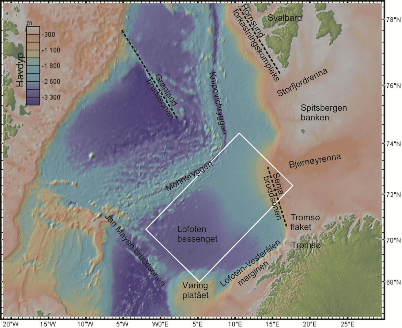 Kapittel 2 Geologisk rammeverk 2. GEOLOGISK RAMMEVERK Kapittel 2 omhandler den nordlige Norskemarginen, den sørvestlige Barentshavmarginen og Lofotenbassenget.
