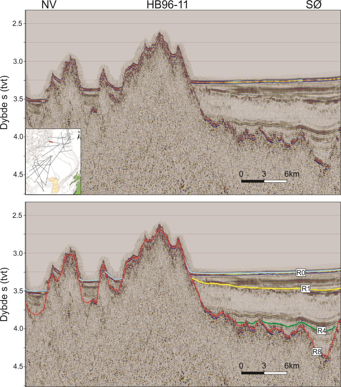 Kapittel 4 Resultater Reflektor R2. Reflektor R2 er kun identifisert i den proksimale provinsen av studieområdet (Fig.4.9C) og er identifisert som en relativt diskontinuerlig reflektor (Fig. 4.7).