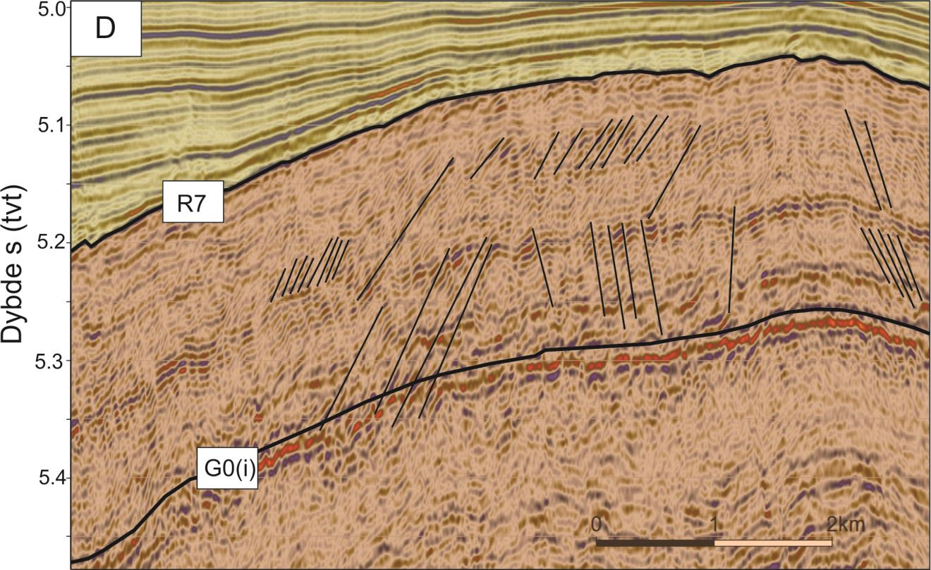 Kapittel 4 Resultater Figur 4.16. A: Seismisk profil uten tolkning i Lofotenbassenget. Lokasjonen til det seismiske profilet er markert med rød strek på kartet i venstre hjørne.