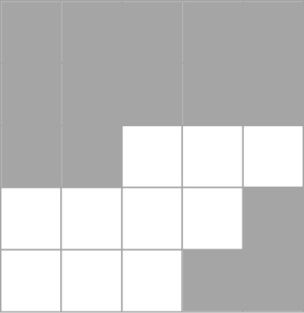 Polygontype=mosaikk Polygonet består av to naturtyper (grå og hvit), som opptrer vekselsvis innen det avgrensede mosaikk-polygonet.