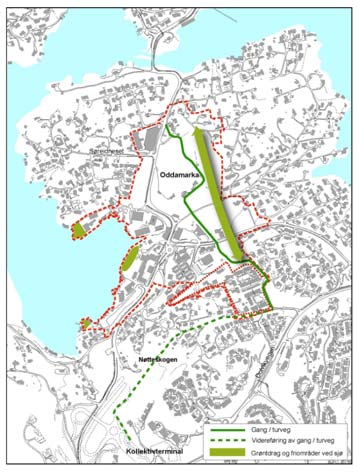 Illustrasjon fra Arealanalyse Søreide Områdeplan for Søreide Planoversikt Grønnstruktur Plaid: 18860000 Til offentlig høring fra 06.03.11 til 20.04.