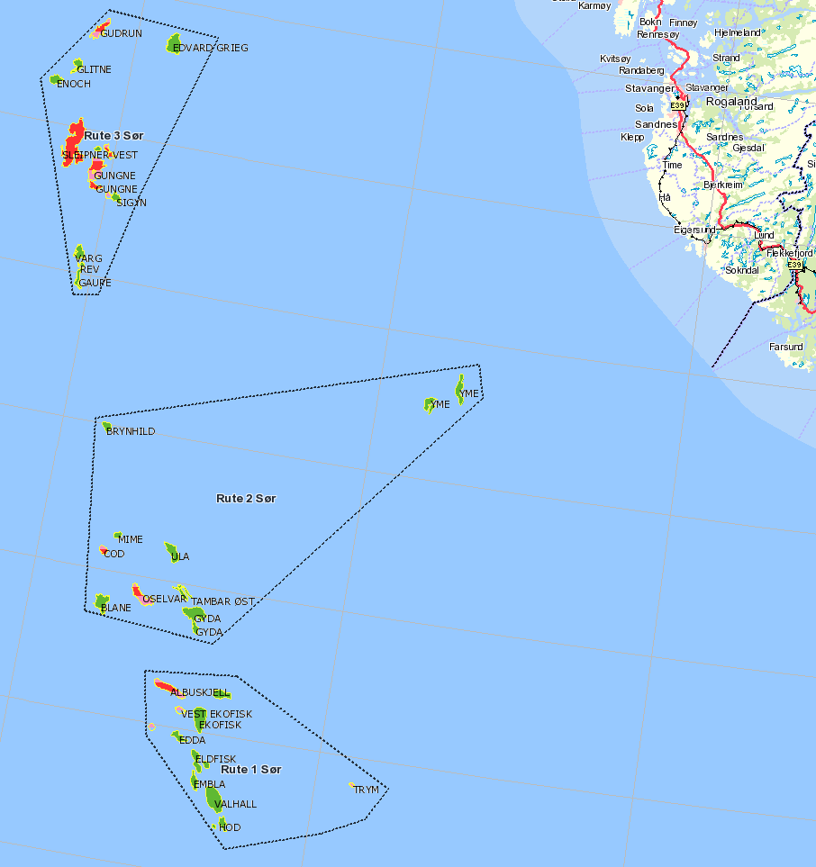 Ruteinndeling Område 1 Sør 59 N Gudrun Edvard Grieg Glitne Enoch Sleipner Gungne Sigyn Varg Rev