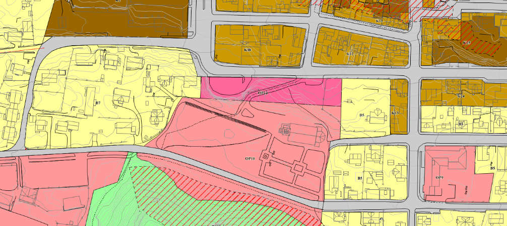 2.2 Kommuneplan Aktuelt område er i Sentrumsplanen, sett av til offentleg eller privat tenesteyting (OP10-OP11-OP12), sentrumsformål (K08),
