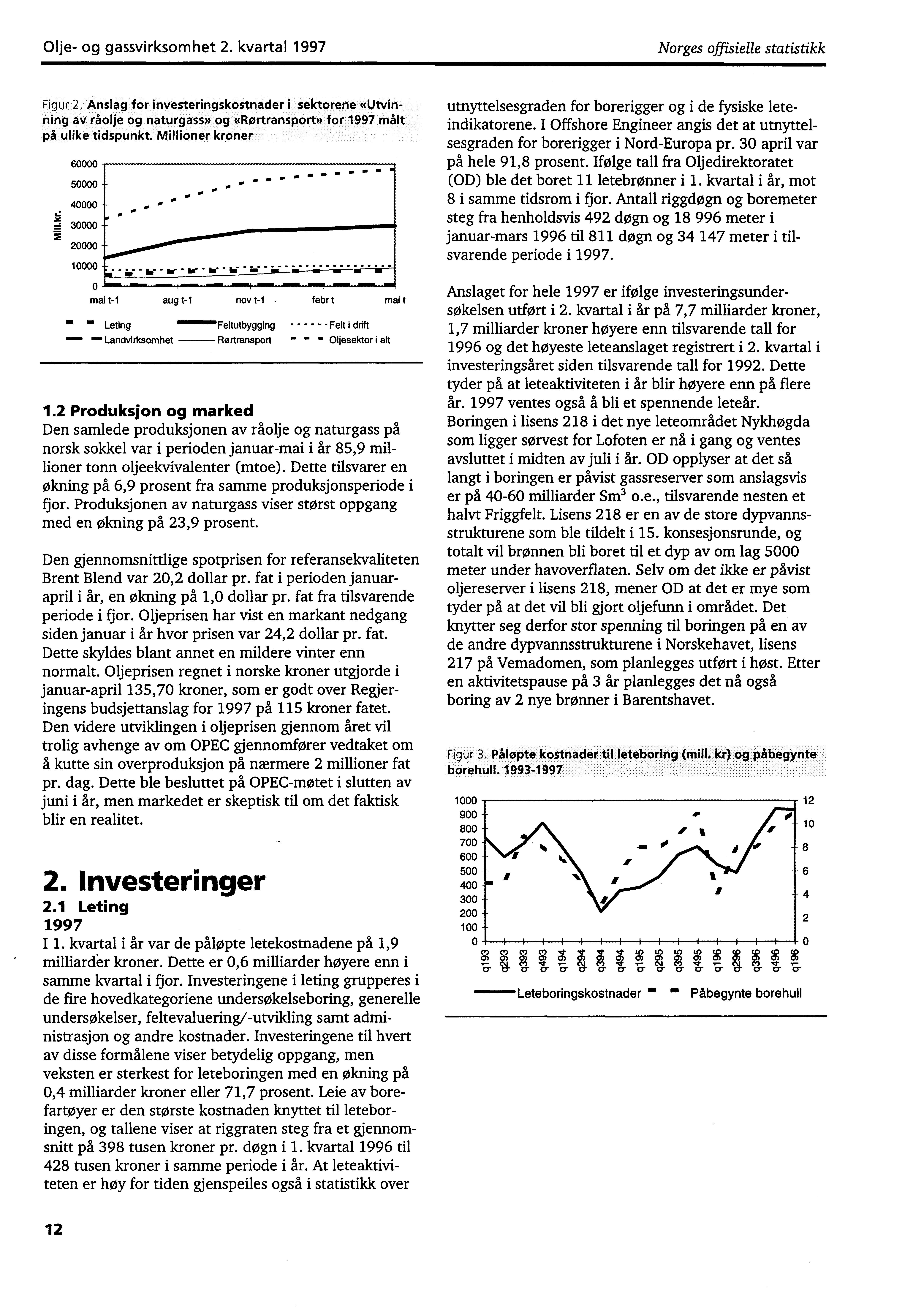 Olje og gassvirksomhet 2. kvartal '1997 Norges offisielle statistikk Figur 2.