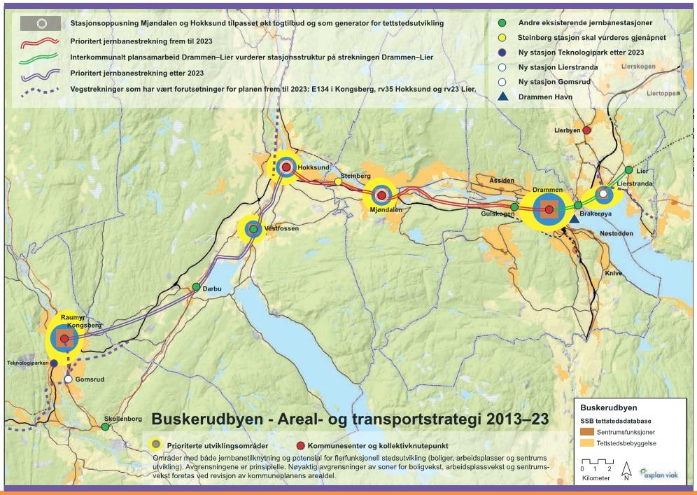25 av 35 Figur 17: Strategikart for ATP Buskerudbyen 2013-2023 [3]. Regional areal- og transportplan (2016-2030) Planprogrammet ble vedtatt i fylkesutvalget 4. mars 2015.