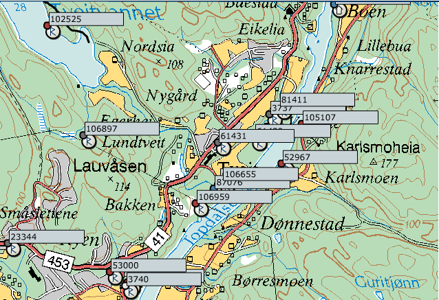 Figur 4: Kulturminner i området nord for planområdet. Hentet fra Askeladden.