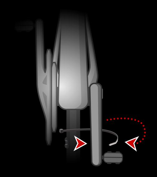 4. Fest pedalarmmagneten til en av pedalarmene på sykkelen. Magneten skal være vendt mot kjedestaget der du har festet kjedestagsensoren.