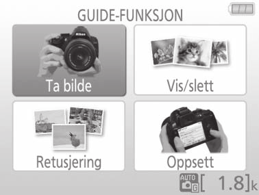 Guide-funksjon Guiden Guide-funksjonen gir tilgang til en rekke hyppig brukte og