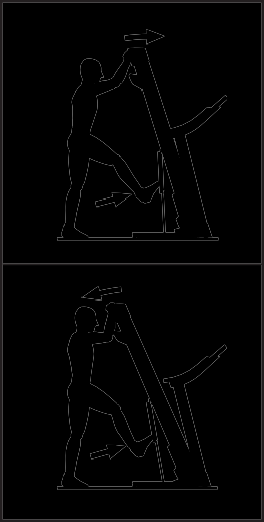 . Hold metallrammen sikkert i stillingen som vist på tegningen. MERK: Ikke løft rammen ved å løfte opp fotskinnene av plastikk.