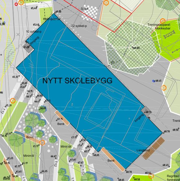 Figur 1: Utsnitt fra utomhusplanen til Marienlyst skole.