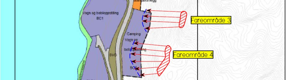 reguleringsområdet er indikert med rød skravering.