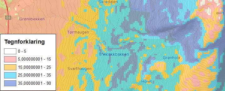 Vedlegg 4: Vurdert utløsningsområde for sørpeskred fra 1949