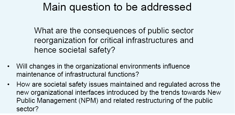 SAMRISK Samfunnssikkerhet og risiko CISS - Critical infrastructures, public sector