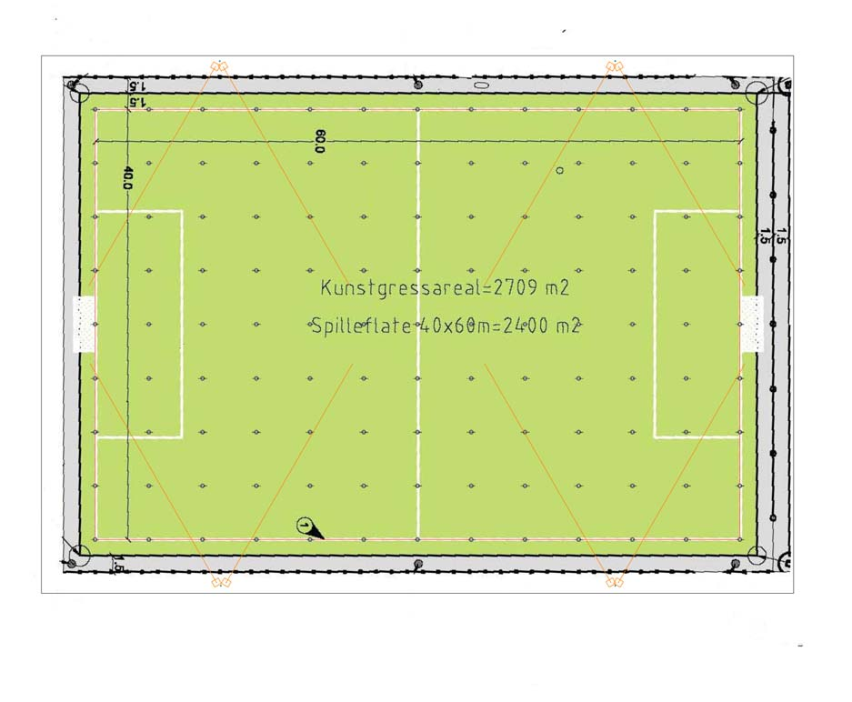 2.1 Beskrivelse, Alt 14 stk 12m master - 1000W 2.1.2 Planvisning [m] 25