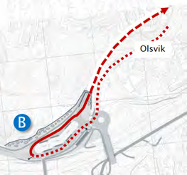 Buss fra Olsvik Terminal B gir terminaltilknytning også for Olsvik bussene, og vil da fungere som en
