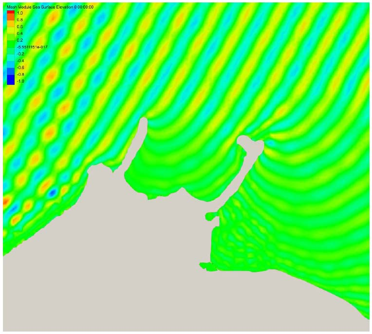 5 Bølger 5.1 Bølger mot Flakk ferjekai. Forholdene ved Flakk ferjekai er slik at kaia er delvis skjermet fra vest av en kort molo. På Rørvik-sida er det ingen slik skjerming.