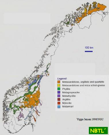 Utbredelse av reaktive bergarter Kartet viser utbredelse av kjente reaktive bergarter (fast fjell) Utbredelse av reaktive bergarter i løsmasser avhenger av hvilke bergarter som er avsatt av isbreer