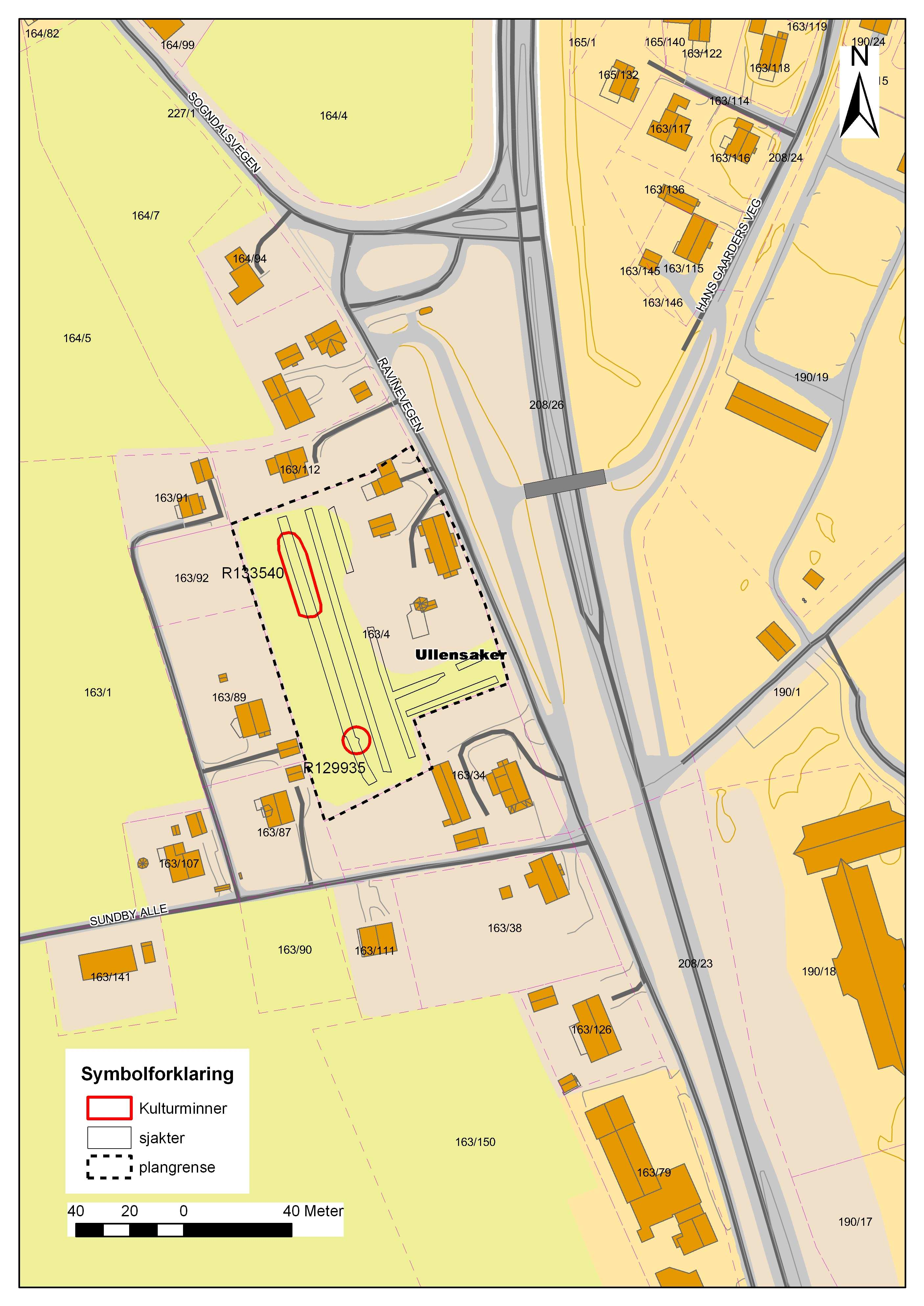 Innledning I forbindelse med regulering av gbnr. 163/4 Sør-Gardermoen, i Ullensaker kommune, ble det foretatt arkeologiske registreringer innenfor planen.