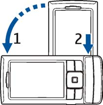 2. Snu telefonen mot klokken (1), ta et bilde, trykk på kameratasten (2), eller velg Ta bilde. Hvis du tar en bildesekvens, velger du Sekvens.