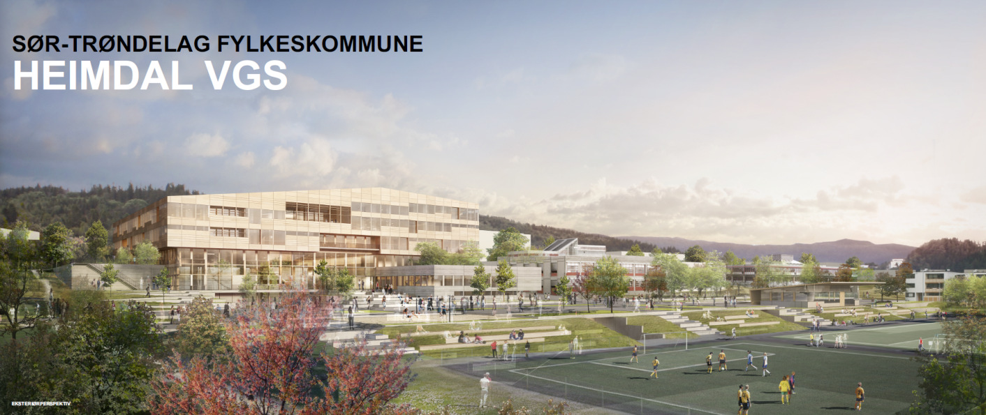 Pågående større byggeprosjekter Heimdal vgs m/ Kolstad Arena Nybygg, ny flerbrukshall 3 flater, p-hus totalt 1,1 Mrd.