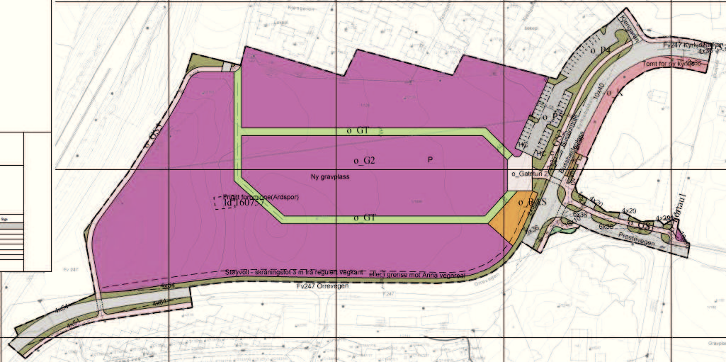 4.3 Tilgrensande planar Planområdet grensar til reguleringsplan for ny kyrkje og gravplass, planid 1620, og planid 1230 - Haugabakka.