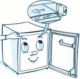 AVRIING Vi anbefaler at du avrimer kjøleskapet når rimlaget når en tykkelse på ca. 3mm. 1. Påse at skålen til rimvannet står under frysedelen. 2. Sett termostatknappen i avrimingsposisjon. 3. Når all isen har smeltet tømmes skålen for rimvann.