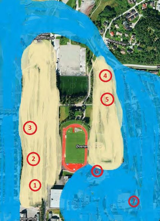 10. Løsmassekartlegging - På jakt etter den blå lagune - løsningsforslag Forslag til løsning: Figur 91: Tolkning av lagunens utbredelse.