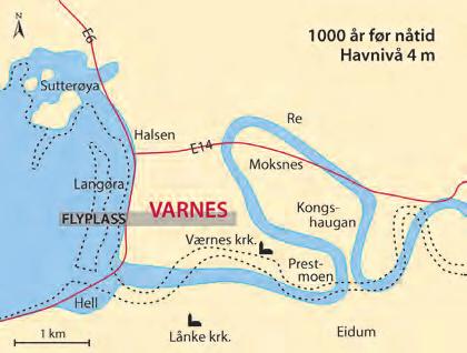 Samtidig hadde elva gravd bort mye av det tidligste Varnesplatået og utvidet sin yttersving forbi Moksnes. Elveløpet må ha vært ei god havn for høvdingsetet i vikingtida.