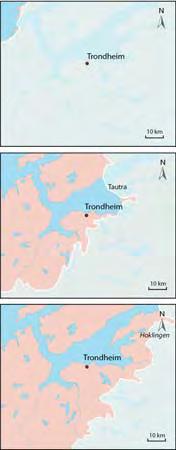 000 år siden ville det vært som å sitte i en båt og se innover mot strendene på Dragvoll og øverst på Sverresborg.