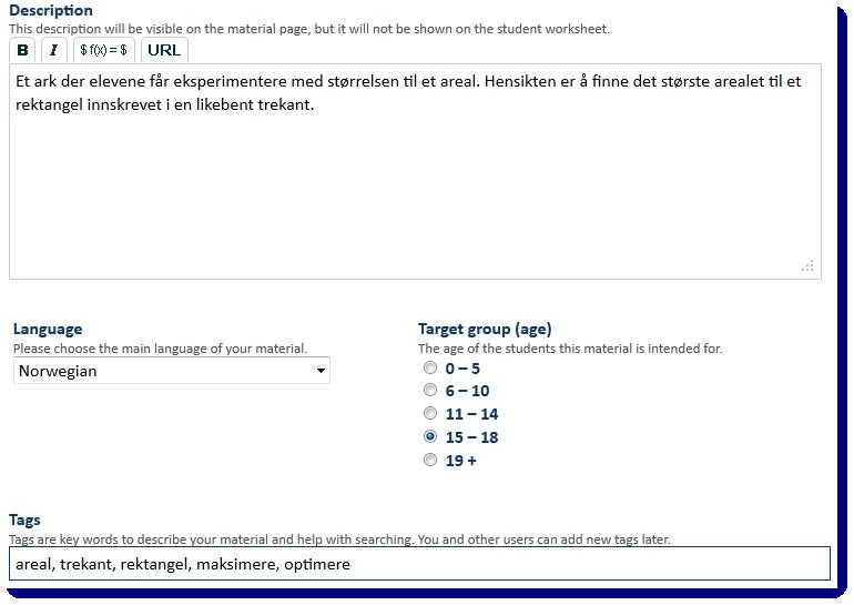 14 Dynamisk ark som webside i GeoGebra Figur 94: