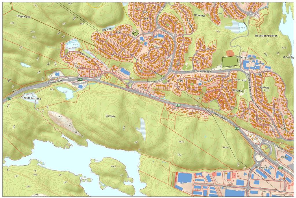 2. Beskrivelse av eksisterende forhold i planområdet 2.1. Beliggenhet Planområdet ligger helt i vestre utkant av Kristiansand kommune.