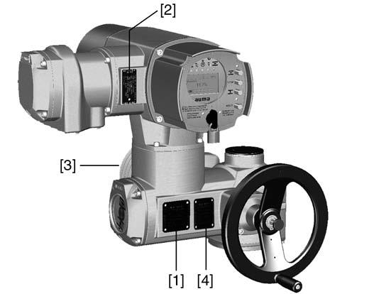 Identifisering SA 07.2 SA 16.2 / SAR 07.2 SAR 16.2 Styreenhet: elektronisk (MWG) 2. Identifisering 2.1. Typeskilt Hver utstyrskomponent (aktuator, styring, motor) er merket med et typeskilt.