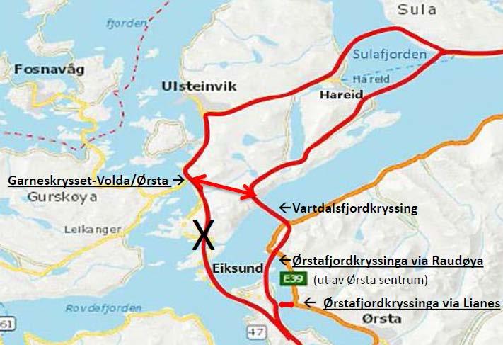 Samferdsel - E39. Gjennomgangstrafikk. Voldatunnel - Ørstafjordkryssing.