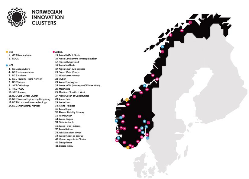 Arktisk Vedlikehold NCE Aquaculture BioTech North* The Aquatech Cluster Lønnsomme vinteropplevelser Innovasjon Torskefisk NCE Tourism Arktisk Maritim Klynge NCE Seafood Innovation Cluster