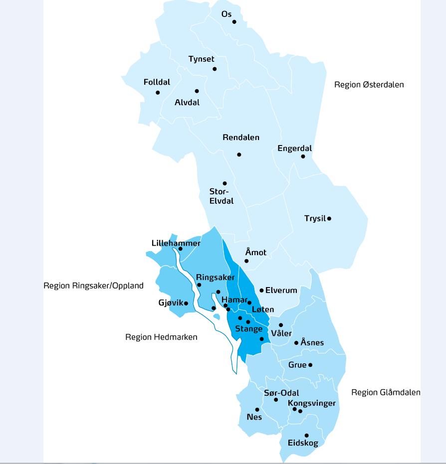 Bankkontorer i Hedmark, Oppland og Akershus.