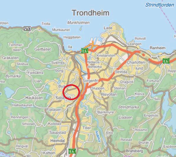 1 Innledning Figur 1. Oversiktskart som viser beliggenheten til Byåsen vgs.