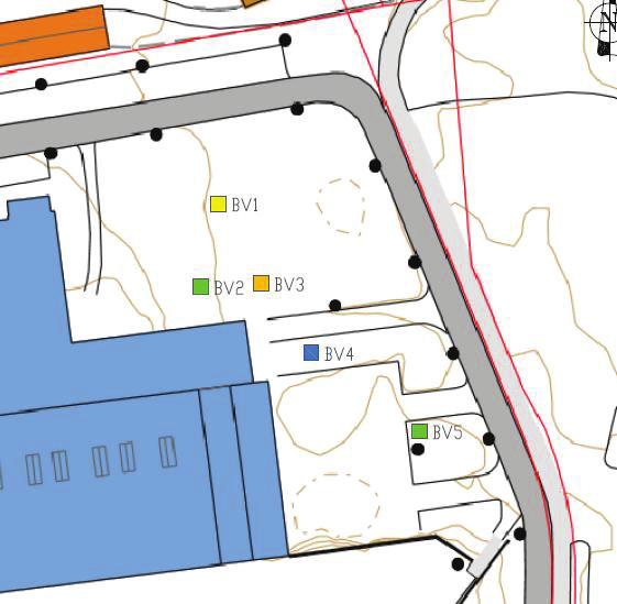 2 Utført undersøkelse Figur 4. Plassering av prøvepunkter. Utsnitt fra tegning 416409-RIG-TEG-001.