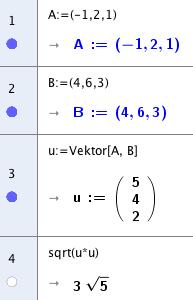 4.2.2 Vektorprodukt (kryssprodukt) Å beregne vektorproduktet av u og v gjøres med «vektorprodukt[u, v]». I noen versjoner av programmet virker denne kommandoen kun i CAS.