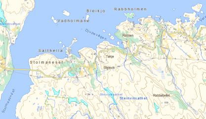 Reguleringsplan for gnr 11 bnr 2, del av 3, 34 og 42, Austevoll kommune Side 7 av 14 Figur 4-4. Kartutsnitt frå NVE Atlas med temalag elv og innsjø. Planområdet er illustrert med rød ring.