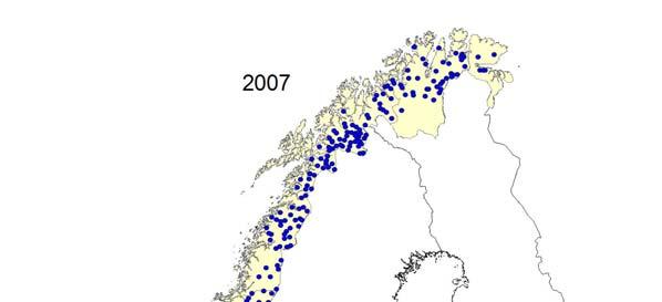 2 Materiale og metoder De årlige yngleregistreringene av jerv i Norge utføres i henhold til Instruks for yngleregistrering av jerv utarbeidet av det nasjonale overvåkingsprogrammet for rovvilt