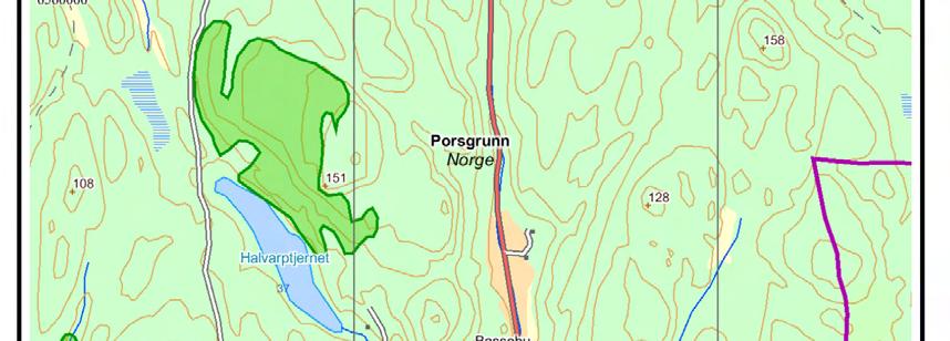 Område- og tiltaksbeskrivelse Det aktuelle området ligger nær Nøkklegårdskrysset langs E18 mellom Vestfold grense og Langgangen. Figur 1 viser området og registrerte naturverdier.